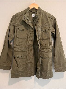 Gap Kids Olive Green Cotton Twill Military Field Utility Jacket Size XL